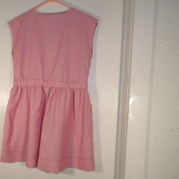 Vintage Hand Made Button Shoulder Pocketed Cotton Romper Sz M /L 8-10 - Picture 5 of 5